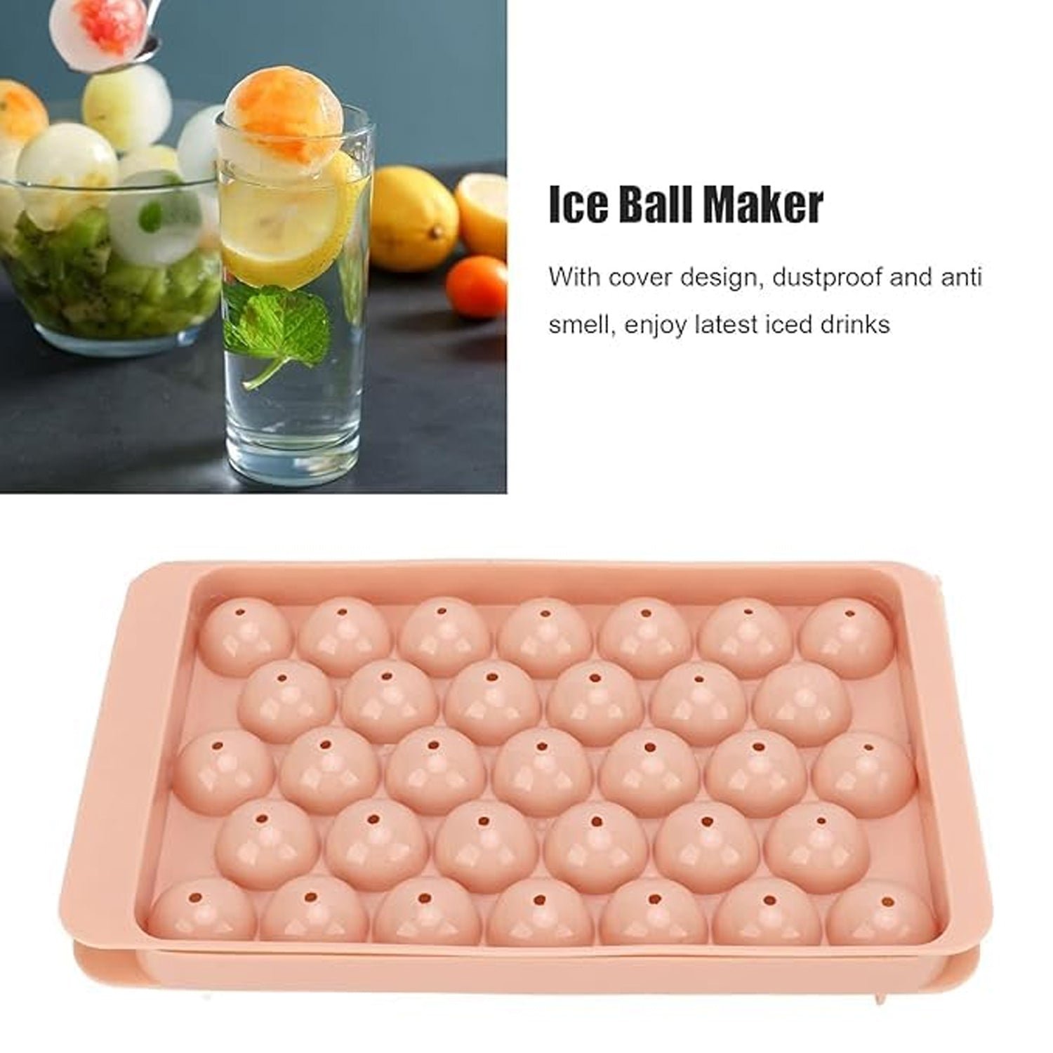 Plastic Ball Ice Cube Tray – Durable & Easy Release with Lid - Detailed Feature View 3