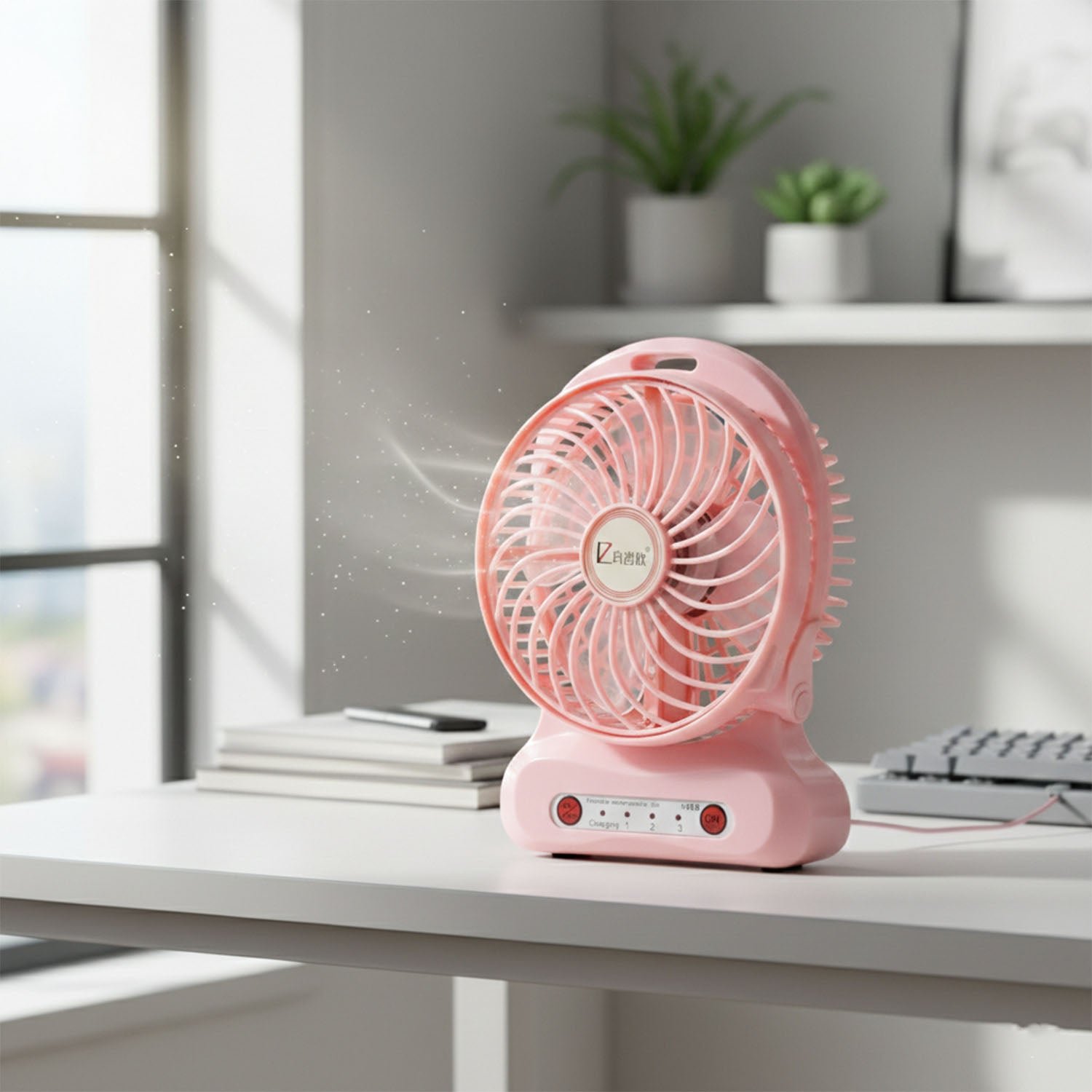 Portable USB Rechargeable Desk Fan – Compact Cooling with Speed Control - Detailed Feature View 3