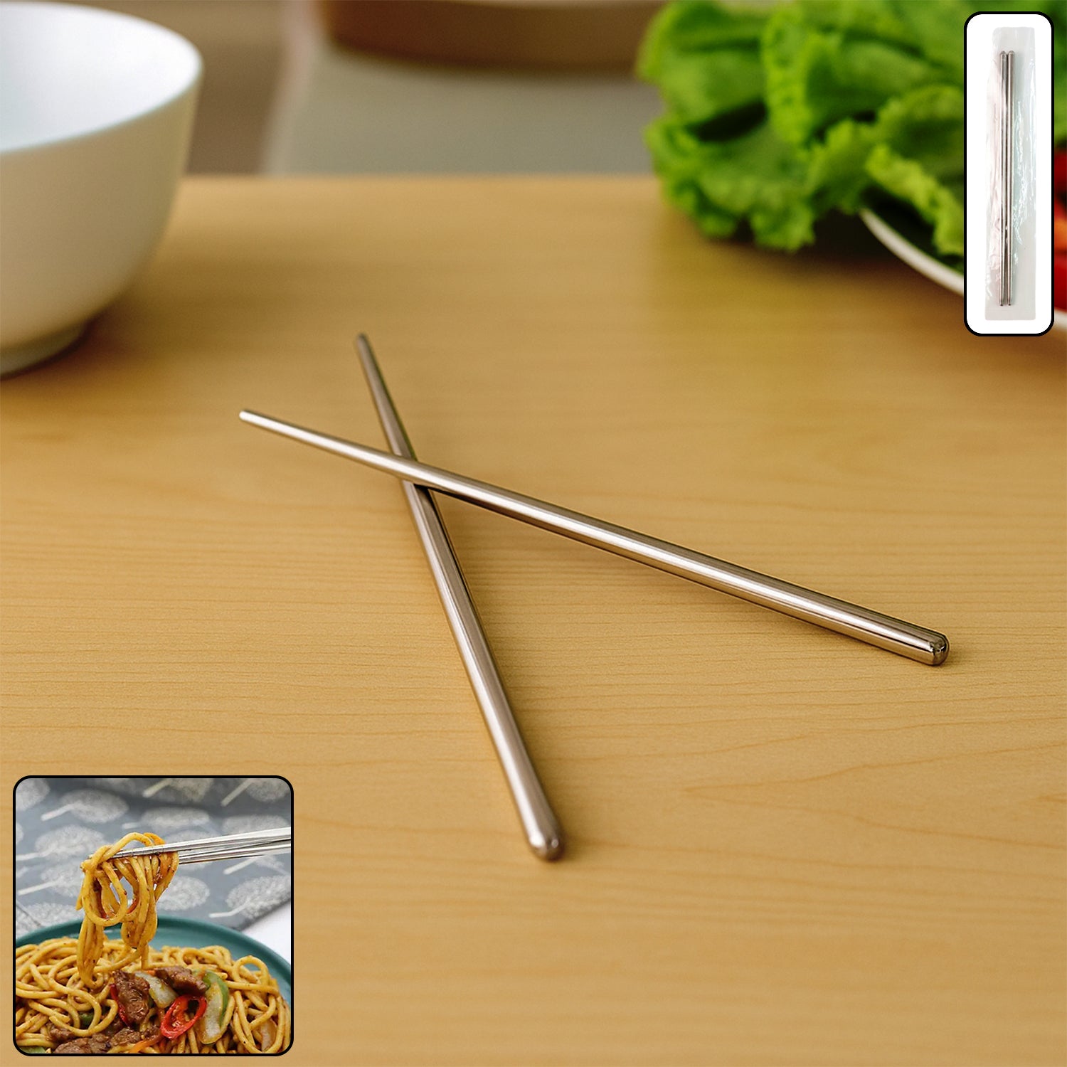 Premium Professional Grade Stainless Steel Reusable Chopsticks Set - Eco-Friendly Metal Dining Utensils - Buy Online at Alikart