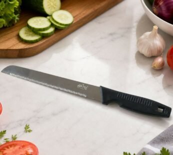 Professional Serrated Bread Knife with Ergonomic Black Handle and Stainless Steel Blade