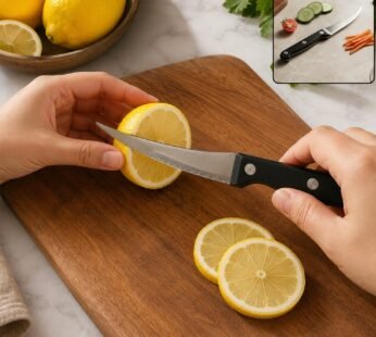 Professional Serrated Citrus & Tomato Knife with Ergonomic Curved Blade