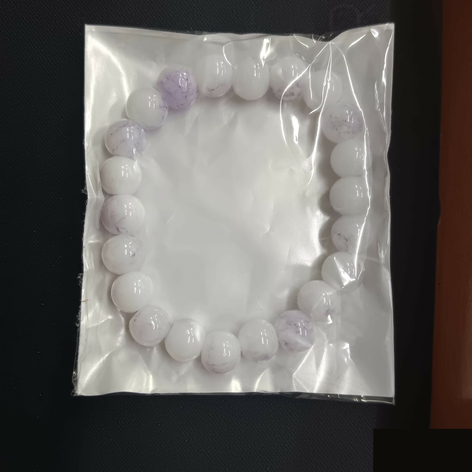 Purple Beaded Stretch Bracelet – Elegant Dual-Tone Design - Detailed Feature View 3