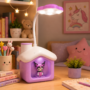 Premium Purple Kids House LED Desk Lamp with Sharpener, Piggy Bank & Cartoon Night Light - Buy Online at Alikart