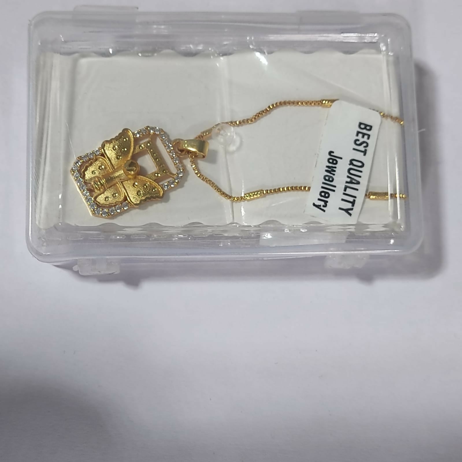 Radiant Butterfly Geometric Gold Pendant Necklace - Detailed Feature View 3