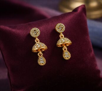 Radiant Crystal Floral Dome Drop Earrings – Gold-Tone Statement Jewelry