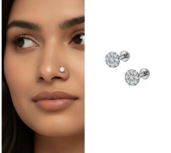 Radiant Crystal Flower Nose Stud – Silver Plated Sparkle Combo