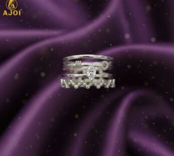 Radiant Crystal Stackable Open Ring – Adjustable Silver-Tone Band