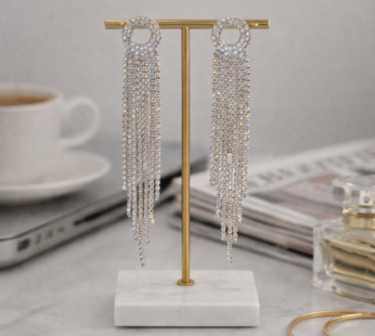 Radiant Crystal Tassel Drop Earrings – Glamorous Statement Jewelry