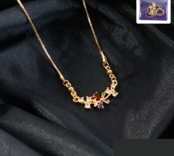 Radiant Floral Crystal Pendant Necklace – Gold-Tone Statement Jewelry