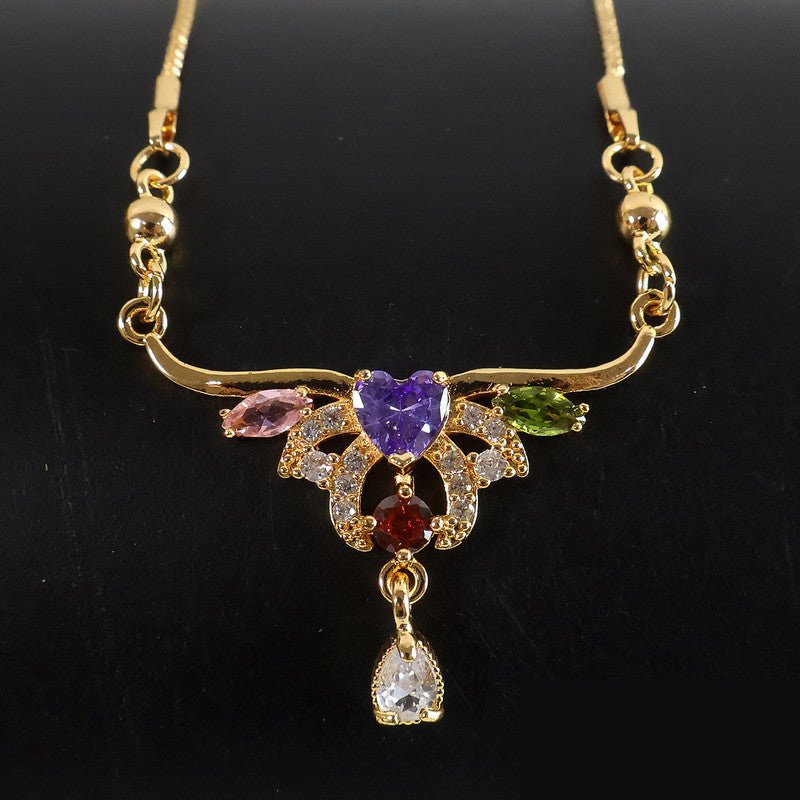 Radiant Floral Crystal Statement Necklace – Multicolor Gold-Tone Jewelry - Detailed Feature View 3