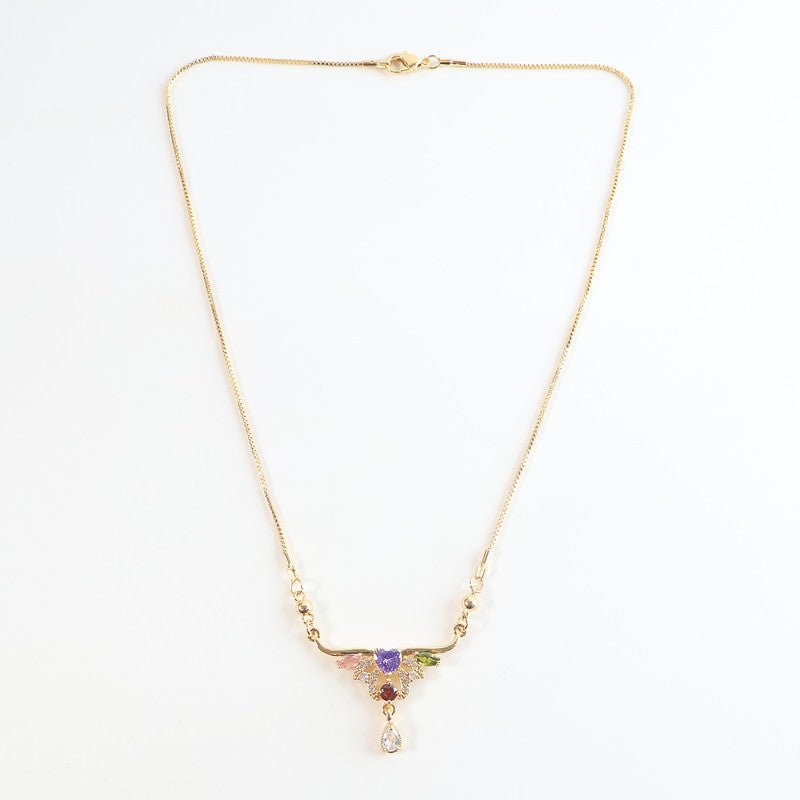 Radiant Floral Crystal Statement Necklace – Multicolor Gold-Tone Jewelry - Detailed Feature View 4