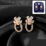 Premium Radiant Floral Oval Hoop Earrings with Cubic Zirconia Accents - Buy Online at Alikart