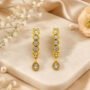 Premium Radiant Gold-Plated CZ Huggie Drop Earrings with Teardrop Charm - Buy Online at Alikart