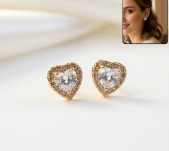 Radiant Heart Crystal Stud Earrings – Timeless Everyday Elegance