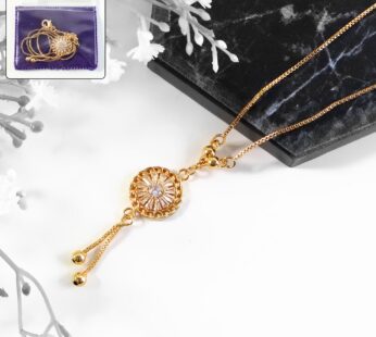 Radiant Layered Gold-Plated Round Pendant Necklace with Dual Chains