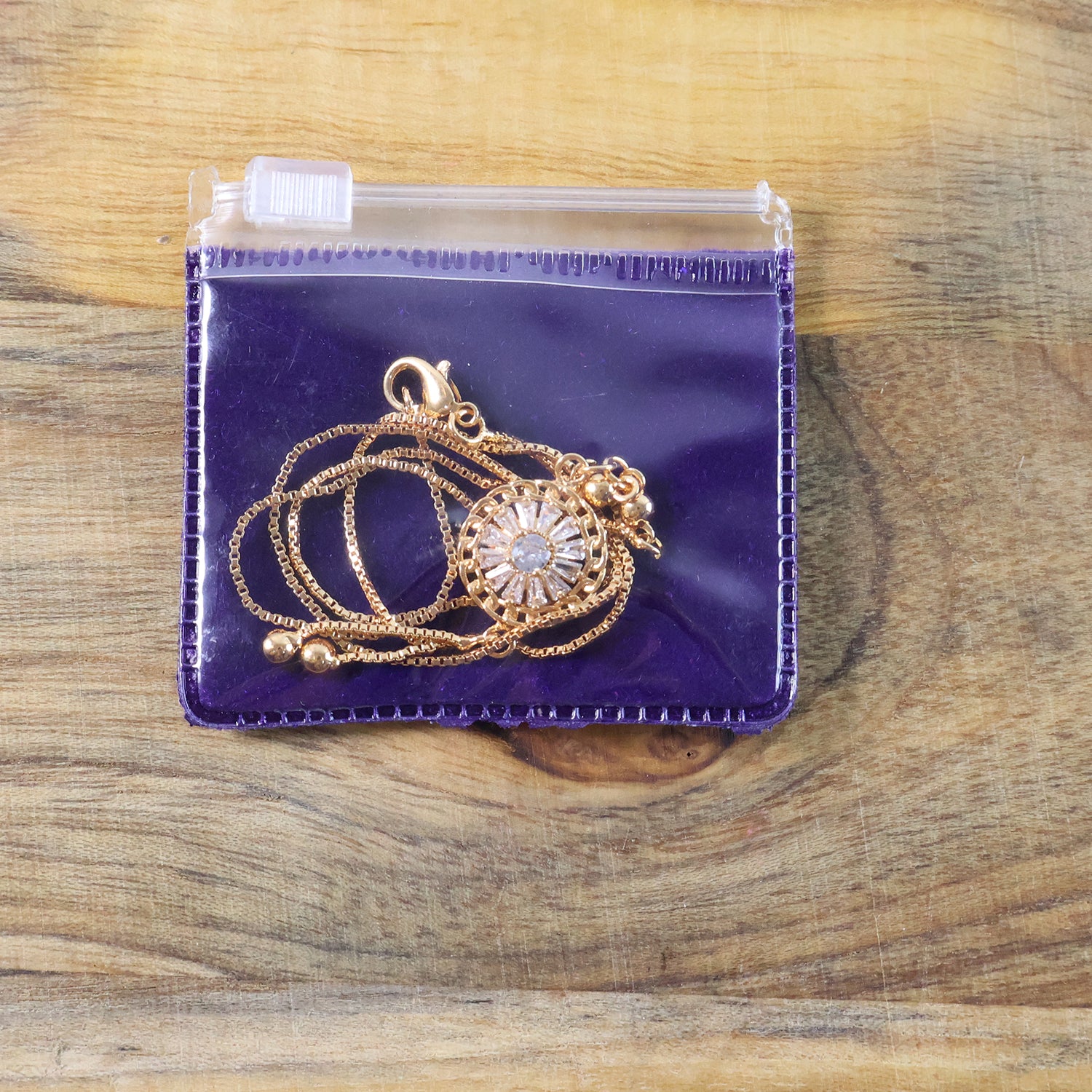 Radiant Layered Gold-Plated Round Pendant Necklace with Dual Chains - Detailed Feature View 5