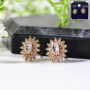 Premium Radiant Oval Floral Cubic Zirconia Stud Earrings - Buy Online at Alikart