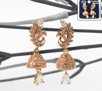 Radiant Peacock Cubic Zirconia Jhumka Earrings – Artisan Crafted Elegance