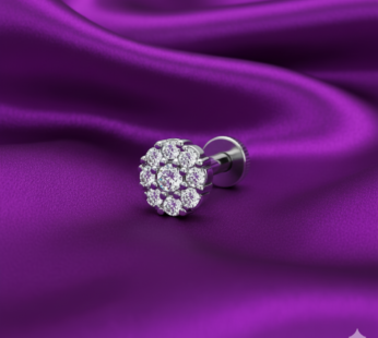 Radiant Rose Gold Floral Flat Back Stud Earring with Sparkling Crystals