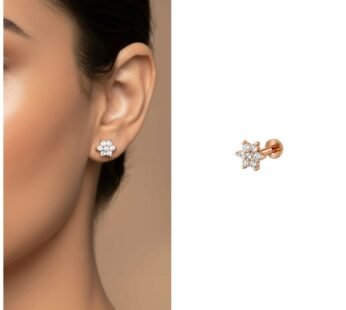 Radiant Rose Gold Floral Stud Earrings – Dainty & Hypoallergenic Jewelry