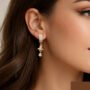 Premium Radiant Spiral Crystal Dangle Earrings – Sophisticated Gold-Tone Statement Jewelry - Buy Online at Alikart