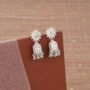 Premium Radiant White Gold-Tone Floral Jhumka Earrings – Lightweight Ethnic Elegance - Buy Online at Alikart