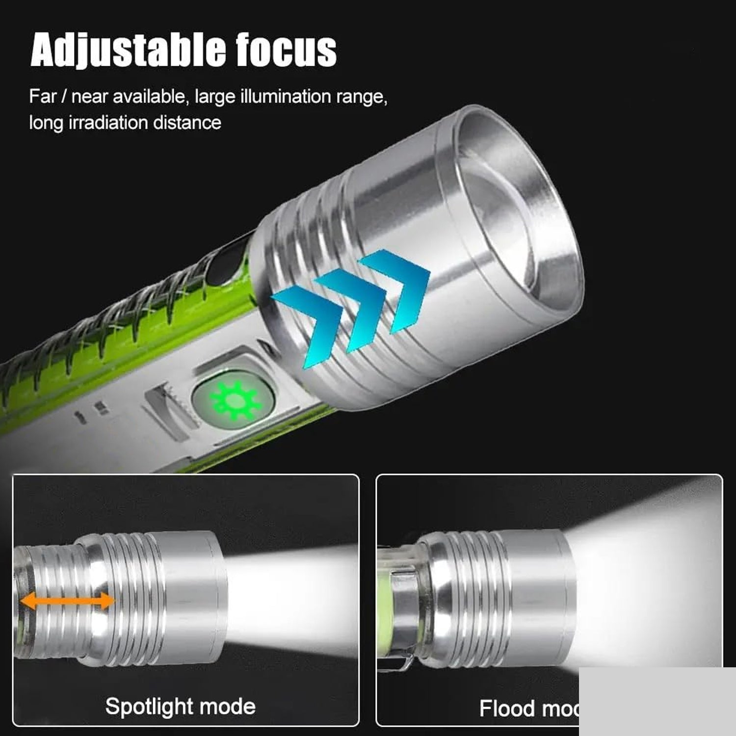 Rechargeable Flashlight – USB Mini LED Torch with Zoom | Poravar - Detailed Feature View 2