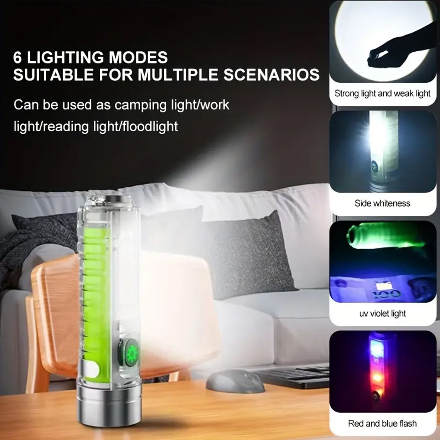 Rechargeable Flashlight – USB Mini LED Torch with Zoom | Poravar - Detailed Feature View 5