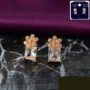 Premium Rectangular CZ Stone Stud Earrings – Elegant Floral Design - Buy Online at Alikart