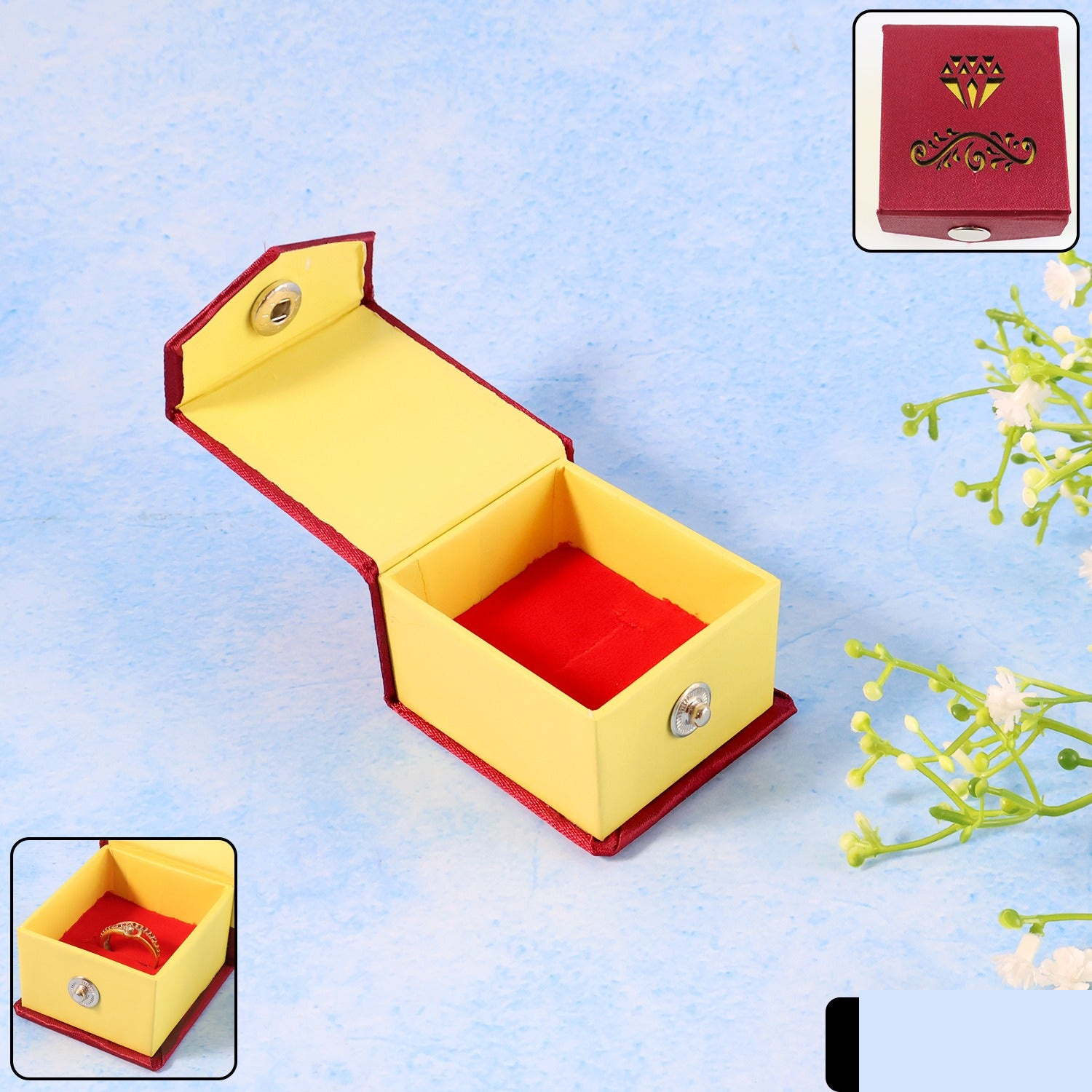Ring Gift Box – Premium Elegant Presentation with Velvet Cushion - Detailed Feature View 1