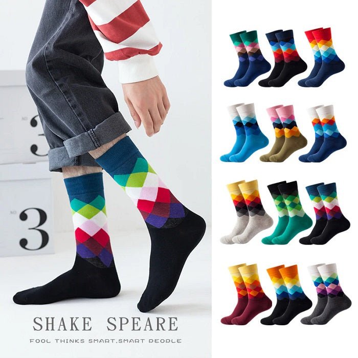 Rohambus Pattern Cotton Socks - Detailed Feature View 2