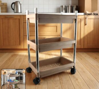 Rolling 3-Tier Utility Cart – Mobile Space-Saving Storage Organizer for Home and Office