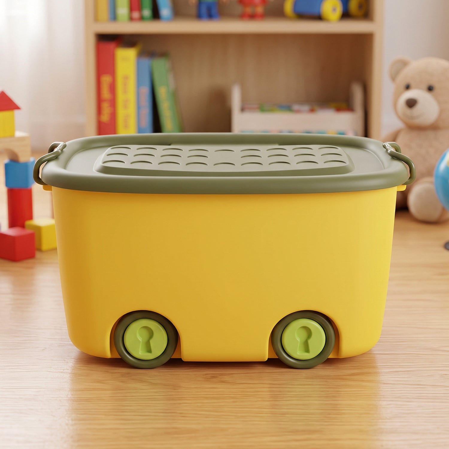 Rolling Storage Container Box with Wheels and Lid 25 Litre for Toys - Detailed Feature View 6