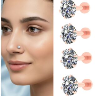 Rose Gold AD Nosepin Stud – Internally Threaded Combo Pack of 4