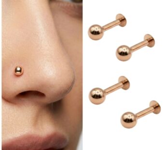 Rose Gold Nosepin Stud – Comfortable Flat Back Combo Pack of 4
