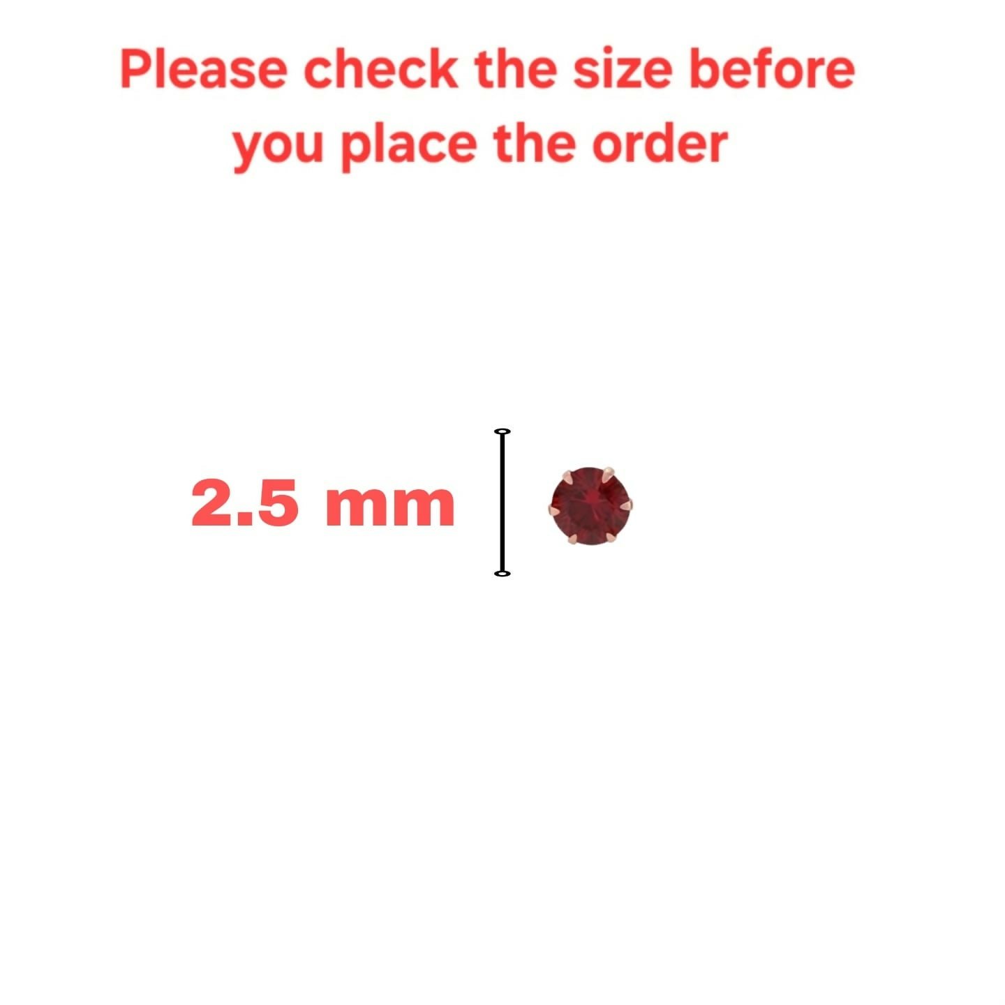 Rose Gold Nosepin Studs with Red Crystal – Comfortable Flat Back, Pack of 3 - Detailed Feature View 4
