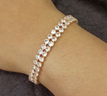 Rose Gold Plated Ad Stone Bracelet – Elegant Double Line Design