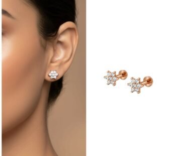Rose Gold Plated Flower Stud Earrings – Sparkling Elegance
