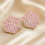 Premium Rose Golden Plated Pink Cubic Zirconia Geometric Stud Earrings for Women - Buy Online at Alikart