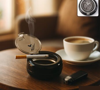Round Smokeless Ashtray with Lid – Windproof & Easy Clean