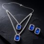 Premium Royal Blue Crystal Pendant Necklace Set for Women with Matching Stud Earrings - Buy Online at Alikart