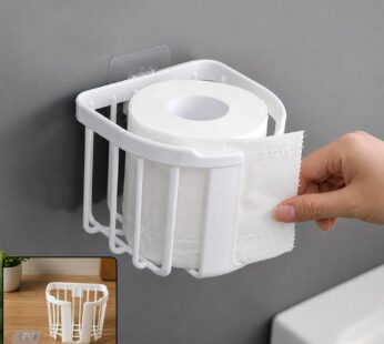 Self-Adhesive Wall-Mounted Tissue Roll Dispenser & Bathroom Storage Rack
