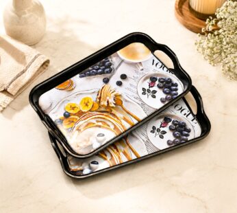 Set of 2 Melamine Printed Serving Trays