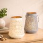 Premium Set of 2 Off-White & Grey T-Lite Holders – Rays Etching Design - Buy Online at Alikart