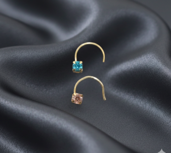 Set of 2 Radiant Solitaire Crystal Nose Rings – Gold-Plated Elegance