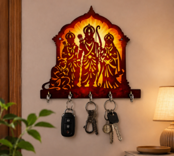 Shree Ram Darbar Wall Key Holder with 5 Storage Hooks