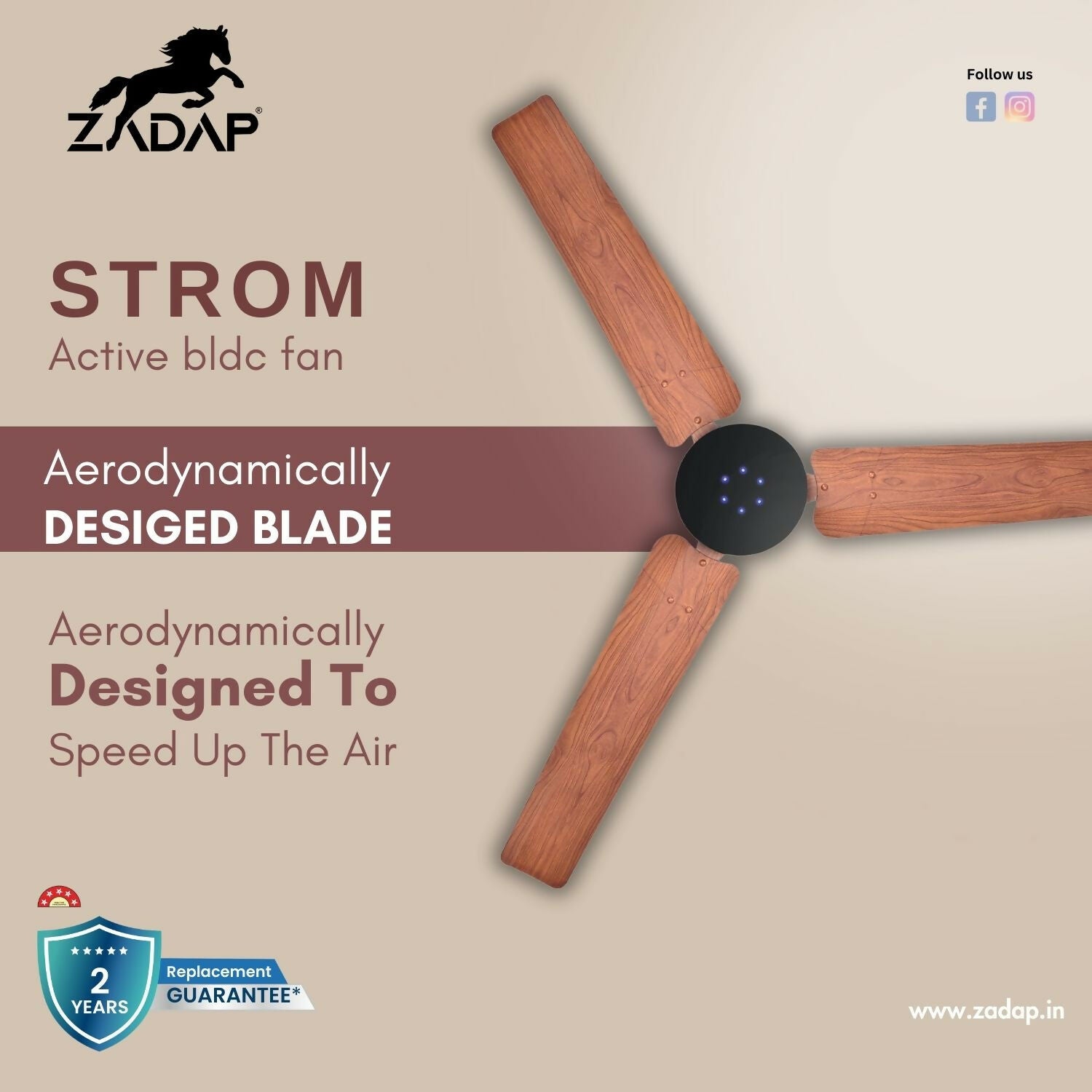 Silent 900mm High-Speed BLDC Ceiling Fan with Remote & LED Light - Detailed Feature View 4