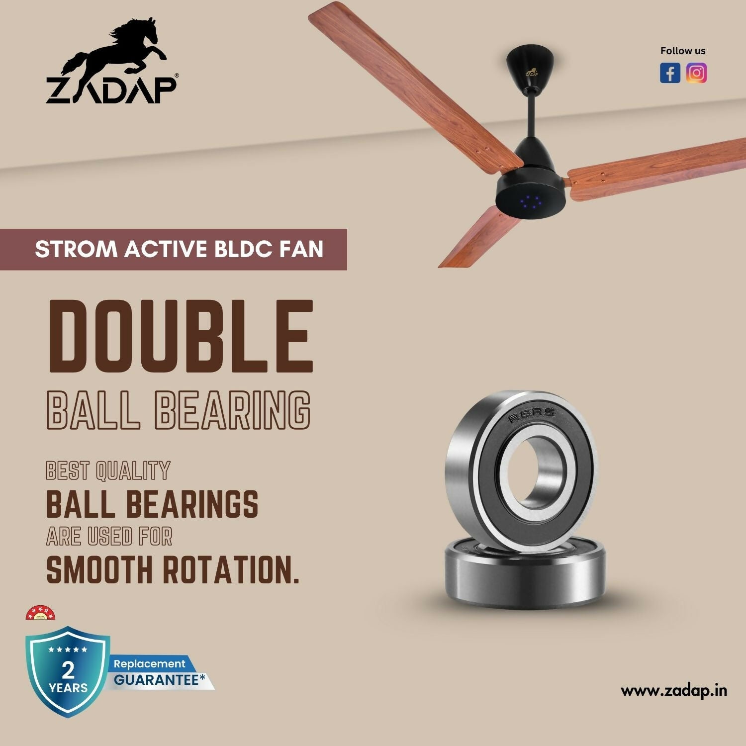 Silent 900mm High-Speed BLDC Ceiling Fan with Remote & LED Light - Detailed Feature View 6