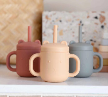 Silicone Baby Drinking Cup with Straw – BPA Free Sippy Cup (Random Color-Pack of 1 )