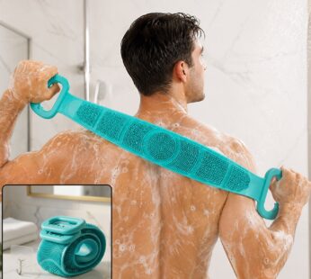 Silicone Body Scrubber Bath Belt Dual Handle Back Exfoliating Strap